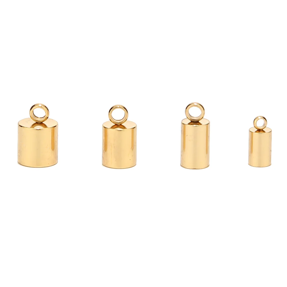 

50pcs Stainless Steel Gold Tone 3mm/4mm/5mm/6mm Cord Ends Leather End Caps Leather Cord Tips with Loop