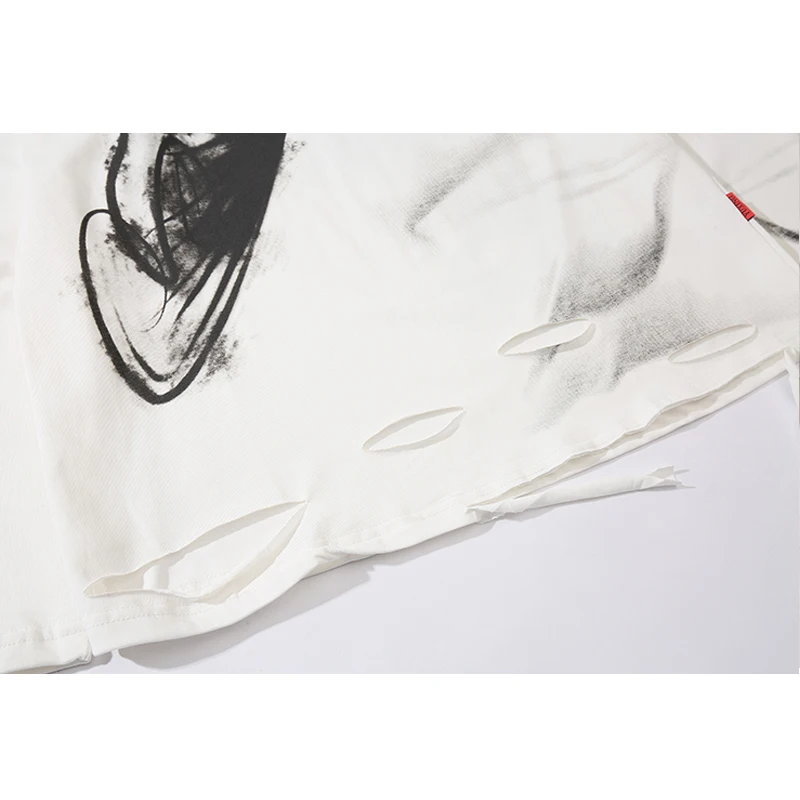 2020 Мужская футболка с граффити в стиле хип-хоп Уличная Харадзюку длинным рукавом