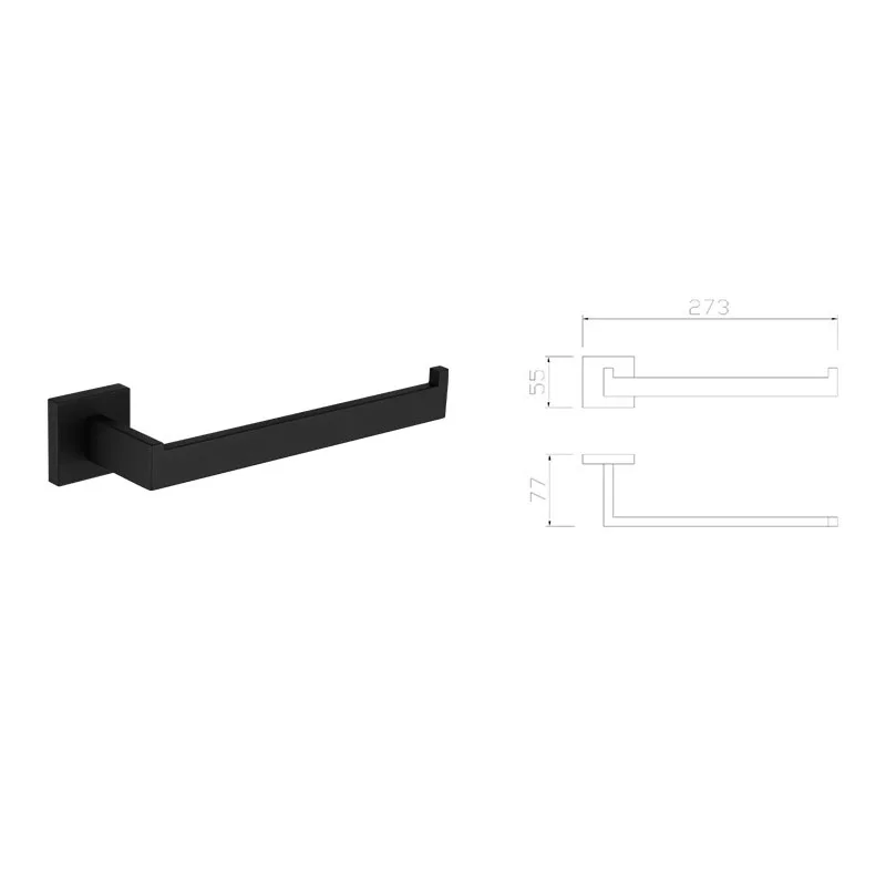 

4-Piece Bathroom Hardware Accessory Set Stainless Steel Matte Black 24 Inch Towel Bar + Toilet Paper Holder + Towel Hook