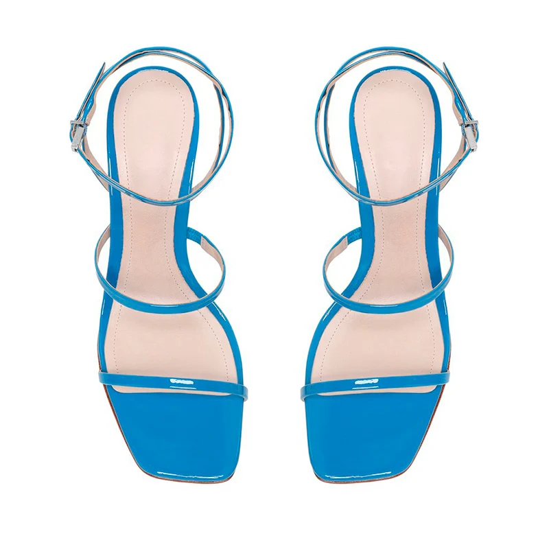 

2021 New High-Heeled Women's Sandals Thin Heel Buckle Heel 11 Cm Fashion Simplicity Front Back Straps Comfortable Cool Footwear