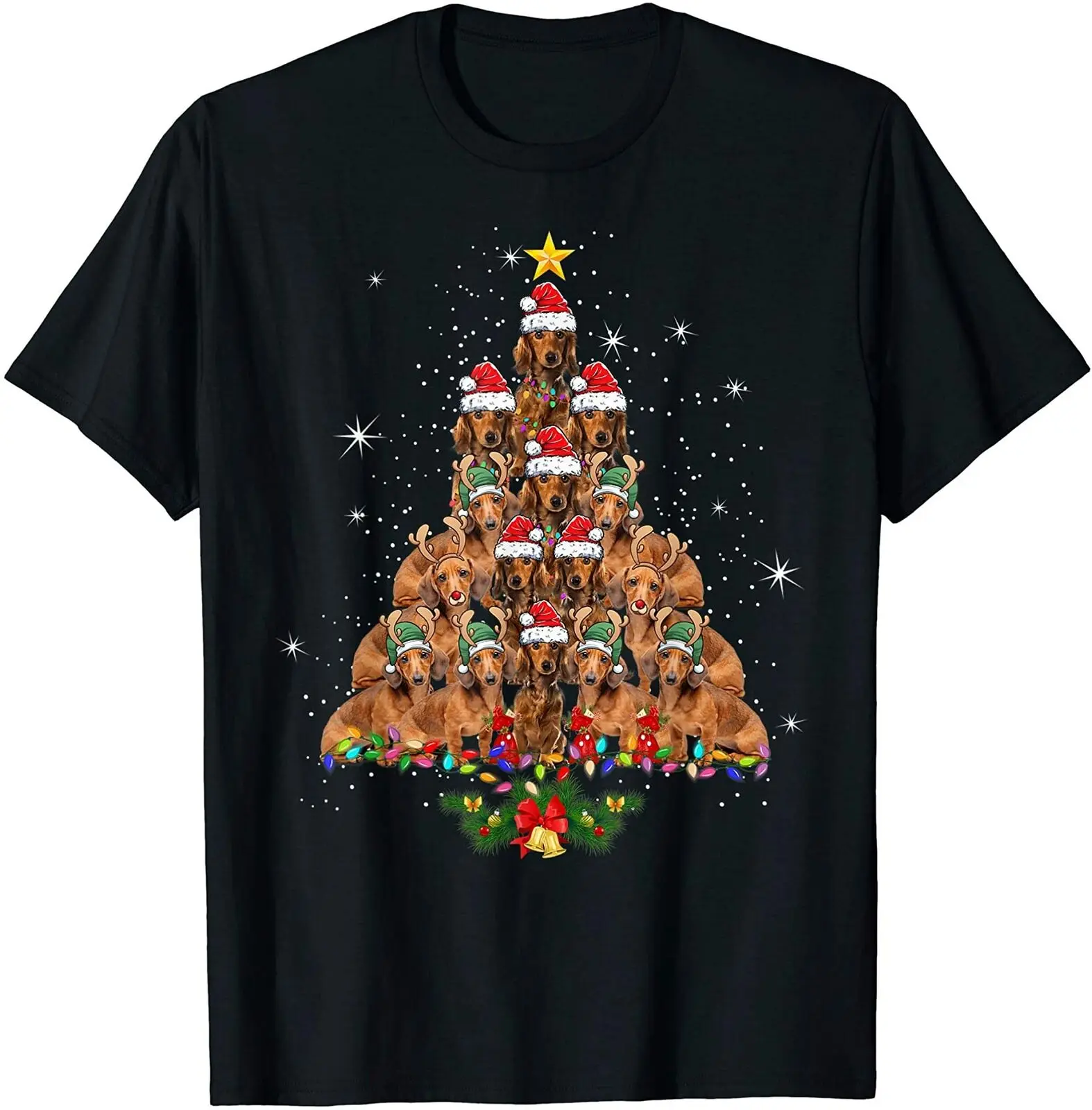 

Dachshund Christmas Tree Funny Dog Lover Christmas Gift Mens T-Shirt. Summer Cotton Short Sleeve O-Neck Unisex T Shirt New S-3XL