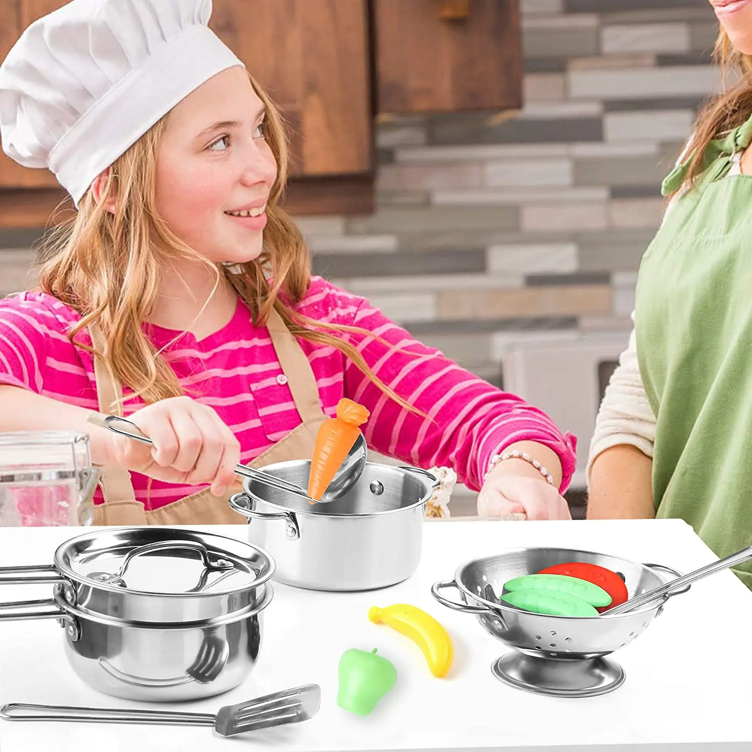 Детский игрушечный набор 13/25 шт. кастрюли и сковороды из нержавеющей стали