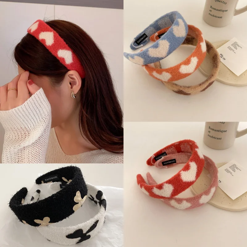 

Милая повязка на голову MISANANRYNE в форме сердца, шерстяные повязки для волос для женщин, аксессуары для волос для девочек, Модный повседневный головной убор
