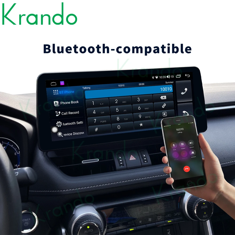 저렴한 Krando 안드로이드 10.0 6G 128G 12.3 자동차 태블릿 멀티미디어 라디오 도요타 RAV4 XA50 2018-2021 헤드 유닛 무선 Carplay