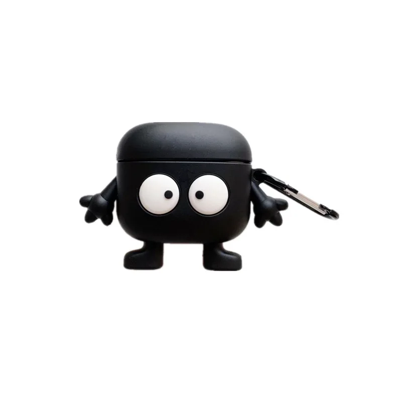 

Cute Coal Ball Keychain Earphone Case Cover for Airpods 1/2 Pro Silicone Wireless Bluetooth Headphone Cover for Airpods Pro Case