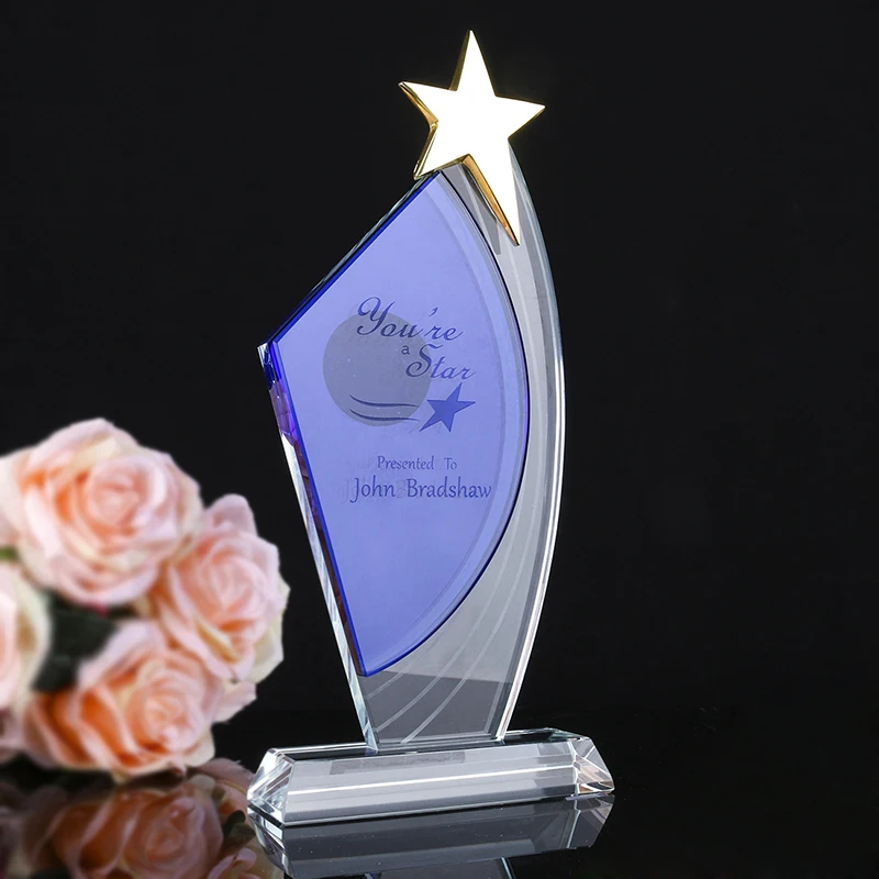 

H&D 15 Styles Free Engraved Crystal Award Trophy Figurine Souvenir Collection For Employee Recognition Graduation Home Decor