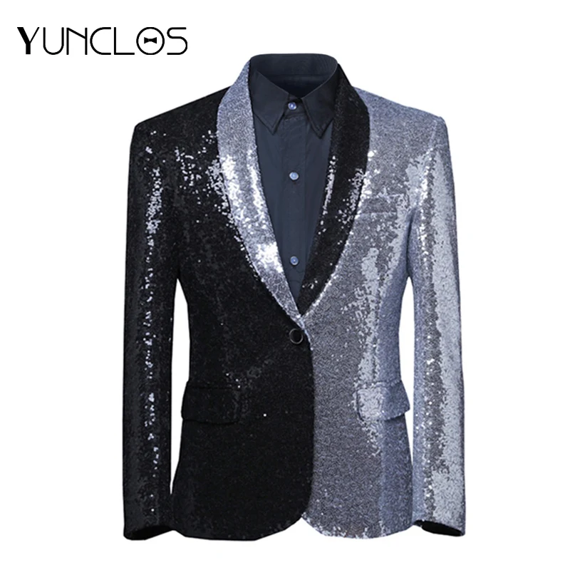 Мужской зеленый фруктовый воротник с блестками Повседневный Блейзер сшитый цвет