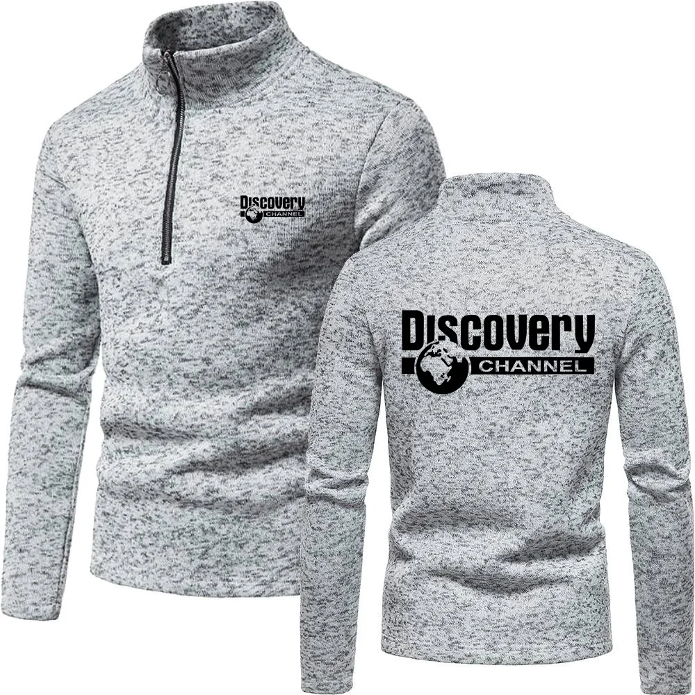 Мужской базовый свитер с воротником хомут на осень и зиму пуловер полумолнией