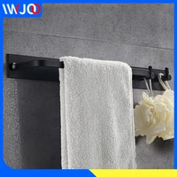 bathroom towel rack hanger holder black towel bar aluminum brushed wall mounted bathroom towel holder with hook storage hanger