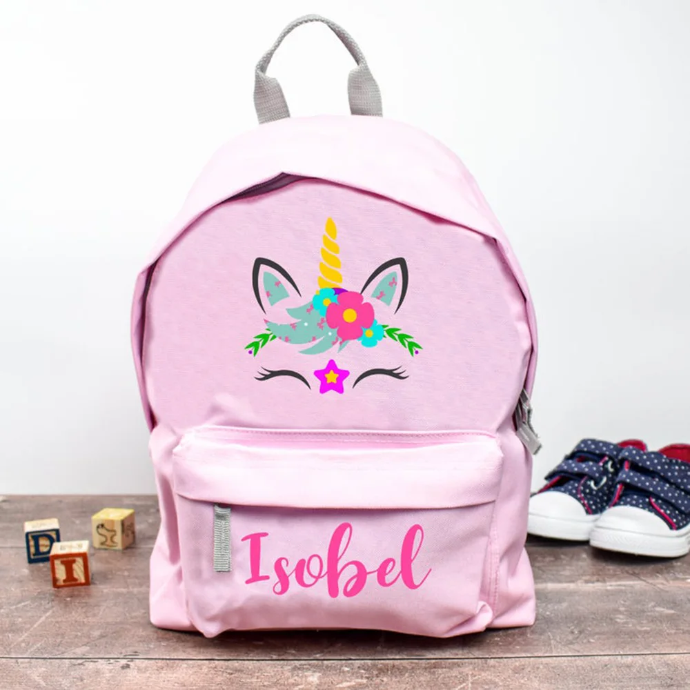 

Custom girls unicorn bag personalised Logo Any Text school bag Pump Bag PE Bag Girls School Backpack