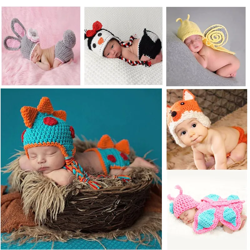 

Cute 21 Styles Crochet Knit Costume Accessories Infant Photo Shoot Clothes Newborn Photography Props