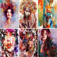sdoyuno diy animal girls arcylic painting by numbers on canvas unframed wall figure pictures art for room decoration gift