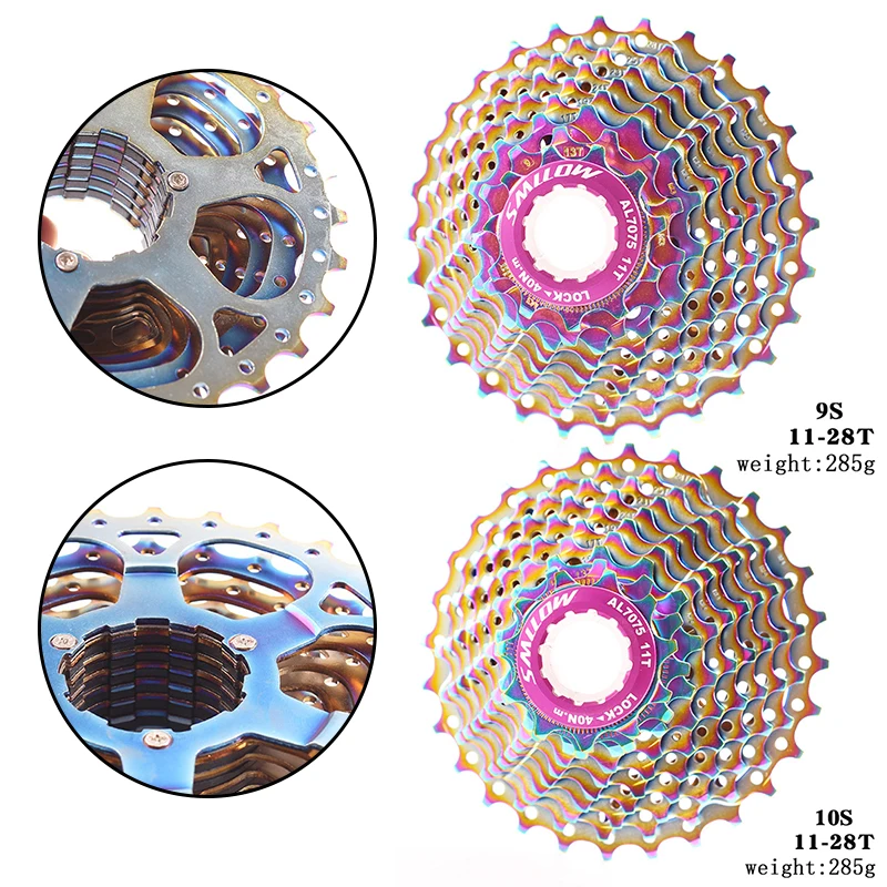 SMLLOW 9/10 скоростной Радужный Сверхлегкий свободный круг 11 28T кассета для дорожного
