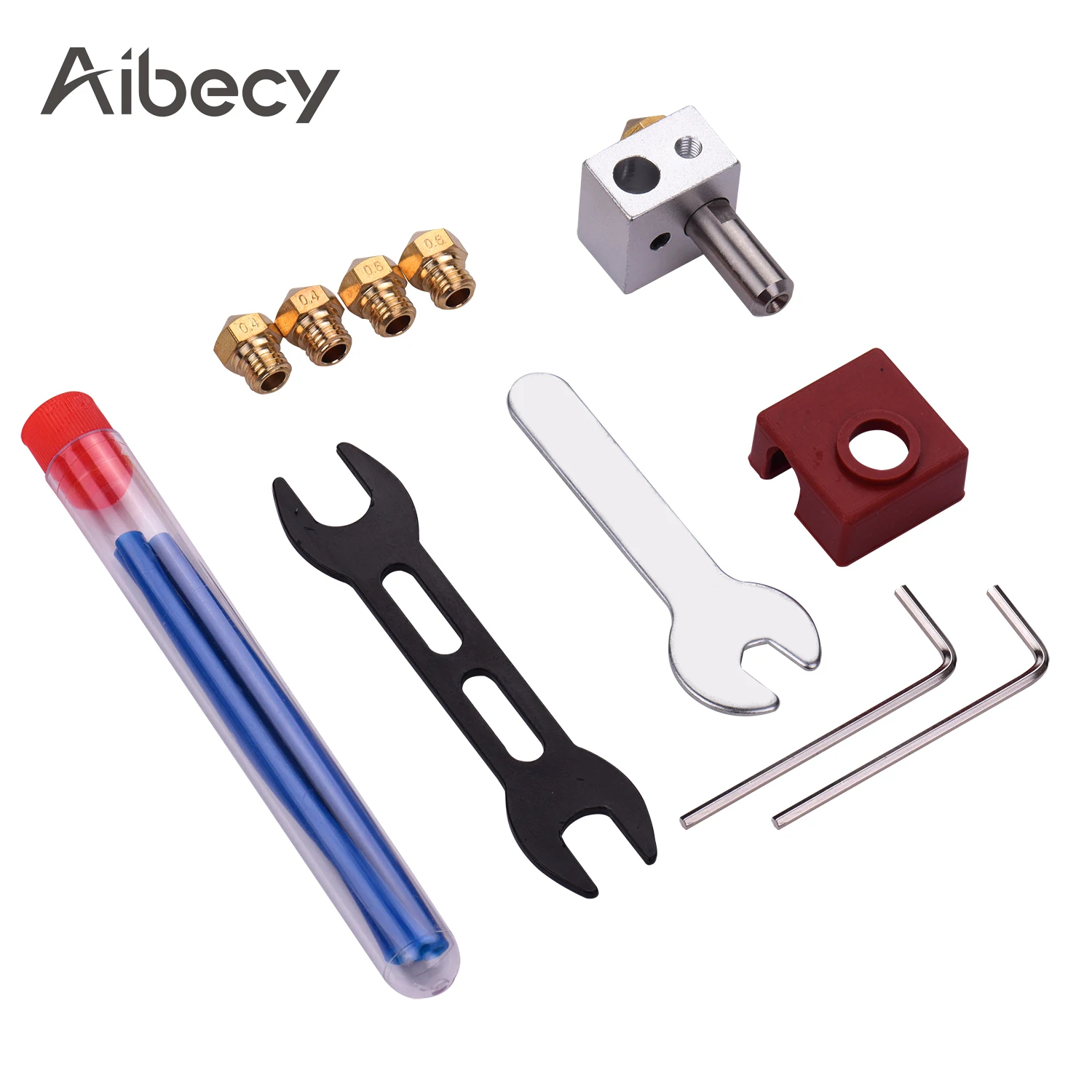 Aibecy MK10 Hotend Комплект Экструдер набор с тепловым блоком латунная насадка горло