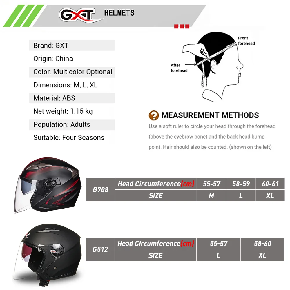 

GXT Motorcycle Helmet Double Lens Motocross Casco Moto Half Helmet Four Seasons Breathable Casco Moto Biker Motorbike Helmet