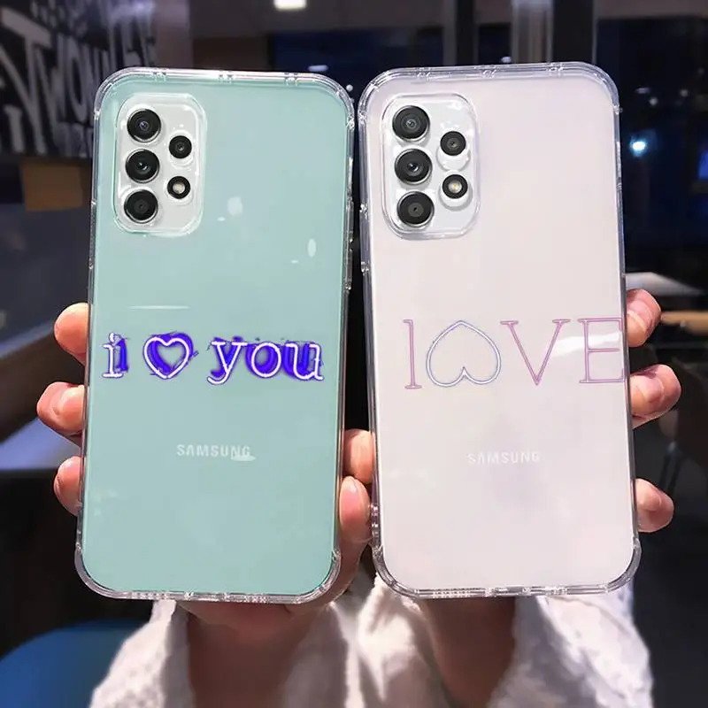 

Neon font crown love Phone Case for Samsung A 51 50 52 12 21s 31 40 70 71 note S 20 10 21 ultra plus fe clear coque shell