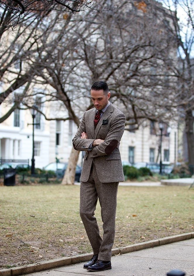 Мужские костюмы на заказ модные мужские из грубой твида индивидуальный