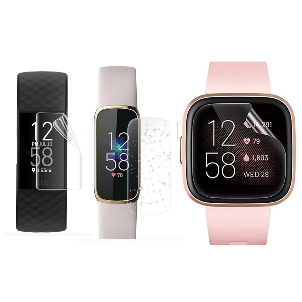 Мягкая искусственная кожа для Fitbit Versa 3/Sense/Lite Watch Luxe/Inspire 2/HR/Charge 5/4/3 Защитная пленка