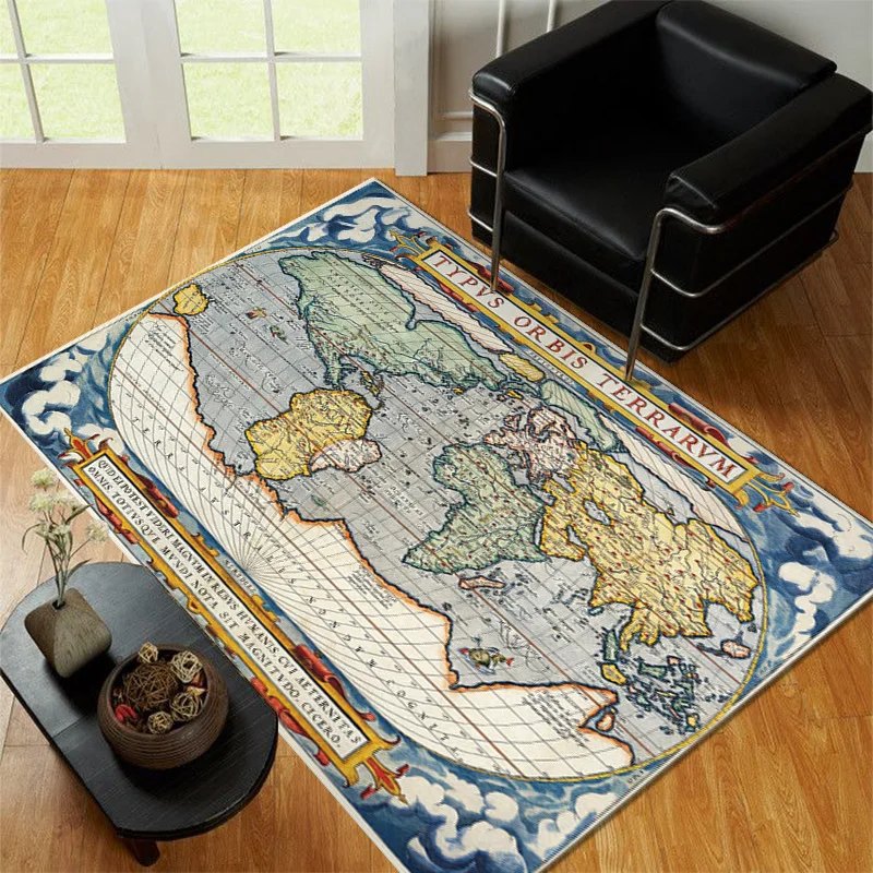 

Vintage World Map carpet Kids Bedroom Play Area Rugs Child Room Gamer Crawling Mat Home Decorative Large Carpets for Living Room