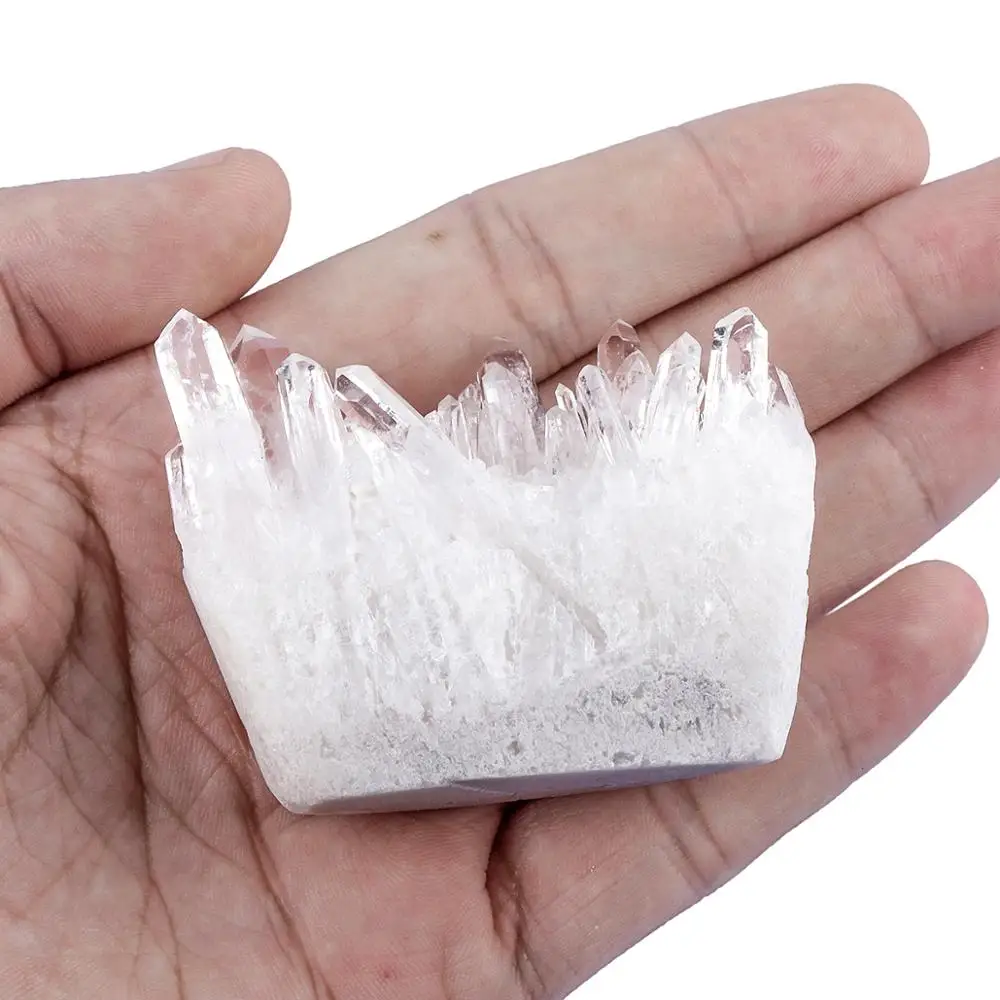 TUMBEELLUWA Natural Clear Rock Crystal Quartz Cluster Healing Gem Stone Druzy Geode Specimen Figurine for Fengshui Home Decor