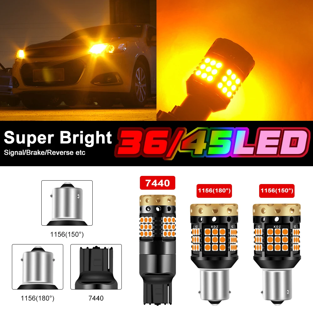 

Указатель поворота мотоцикла, светильник 1156 BA15S P21W BAU15S PY21W T20 7440 W21W 3030 45SMD, Автомобильный светодиодный светильник без ошибок, встроенный Canbus 12 ...
