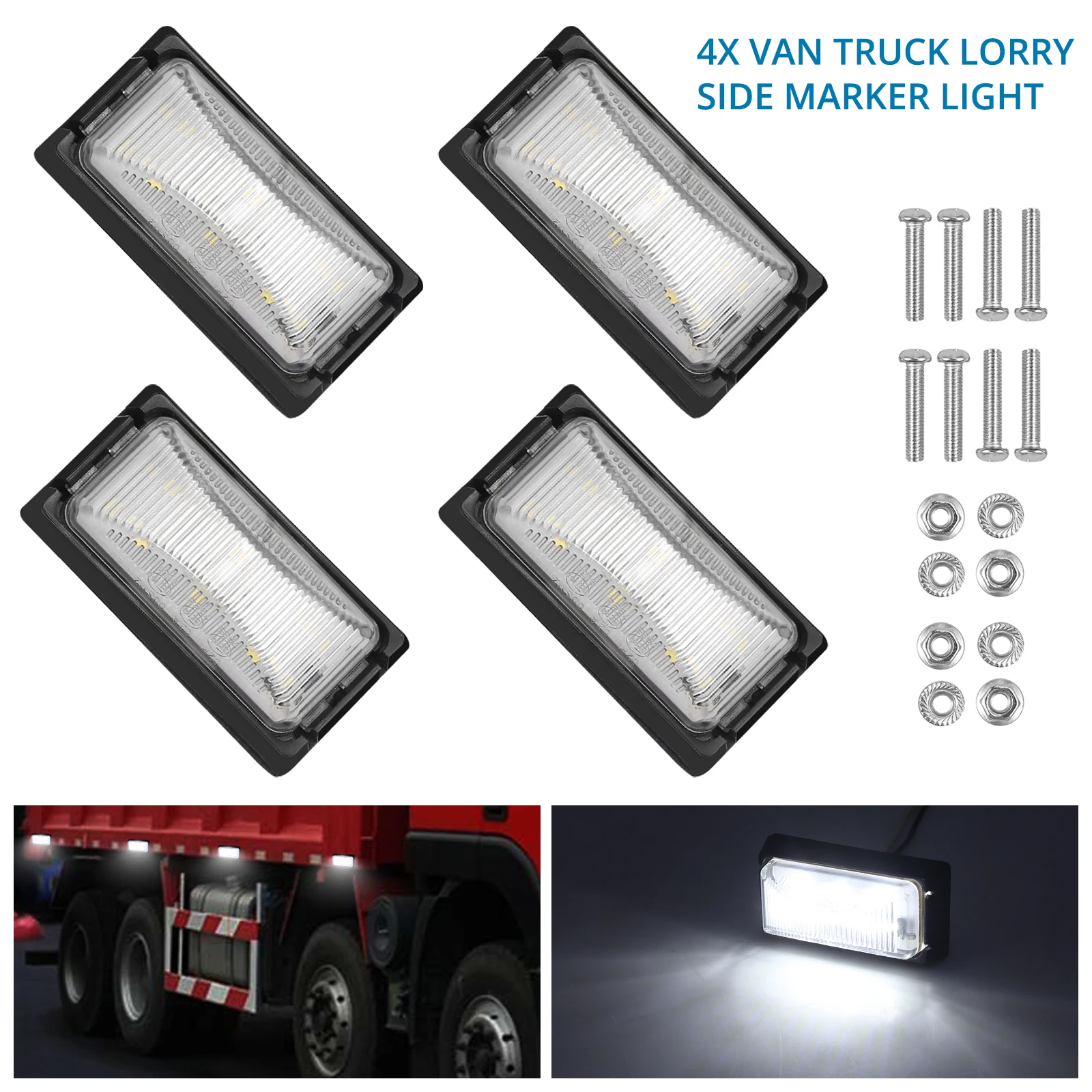 

4Pcs Side Lights 6 LED Side Marker Light Indicator Position Side Lamp 12V 24V E-mark For Trailer Van Caravan Truck Lorry Bus Car