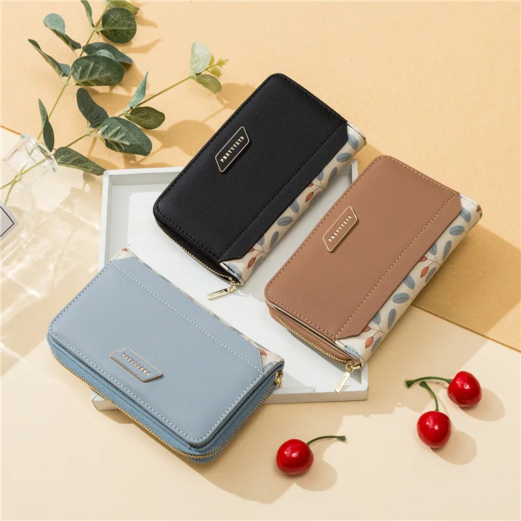 

Women's short wallet small fresh folding student mid-length printed zipper buckle wallet