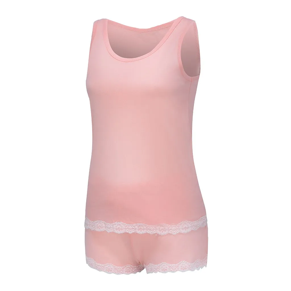 

Sexy lingerie pajamas for women kigurumi home clothes nightie Striped Sleeveless Sleepwear Sets Bamboo Tank And Shorts Set h4