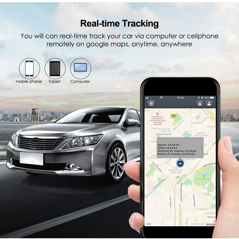 Мини GPS трекер для автомобиля в режиме реального времени сигнализация превышения