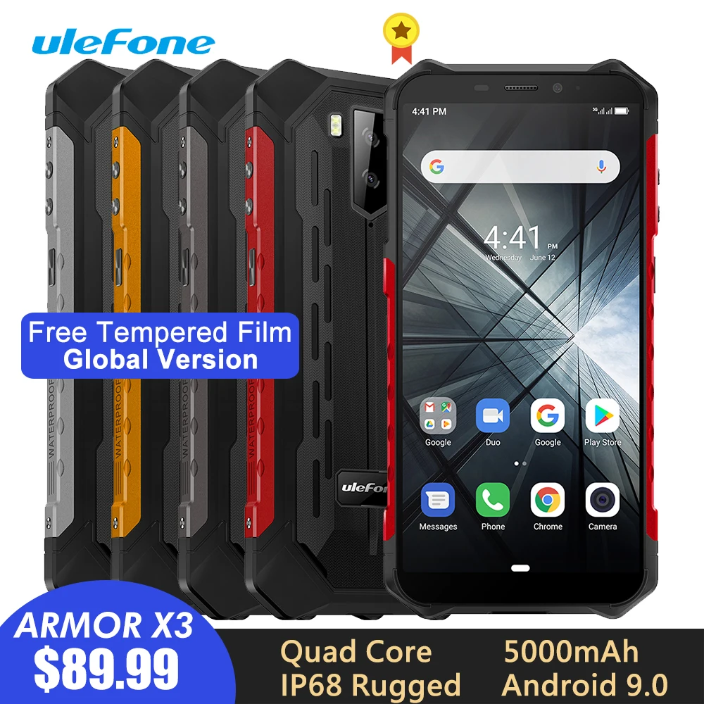 Прочный смартфон Ulefone Armor X3 IP68/IP69K Android 9 0 5 дюйма 18:9 2 Гб 32 ГБ 5000 мАч разблокировка