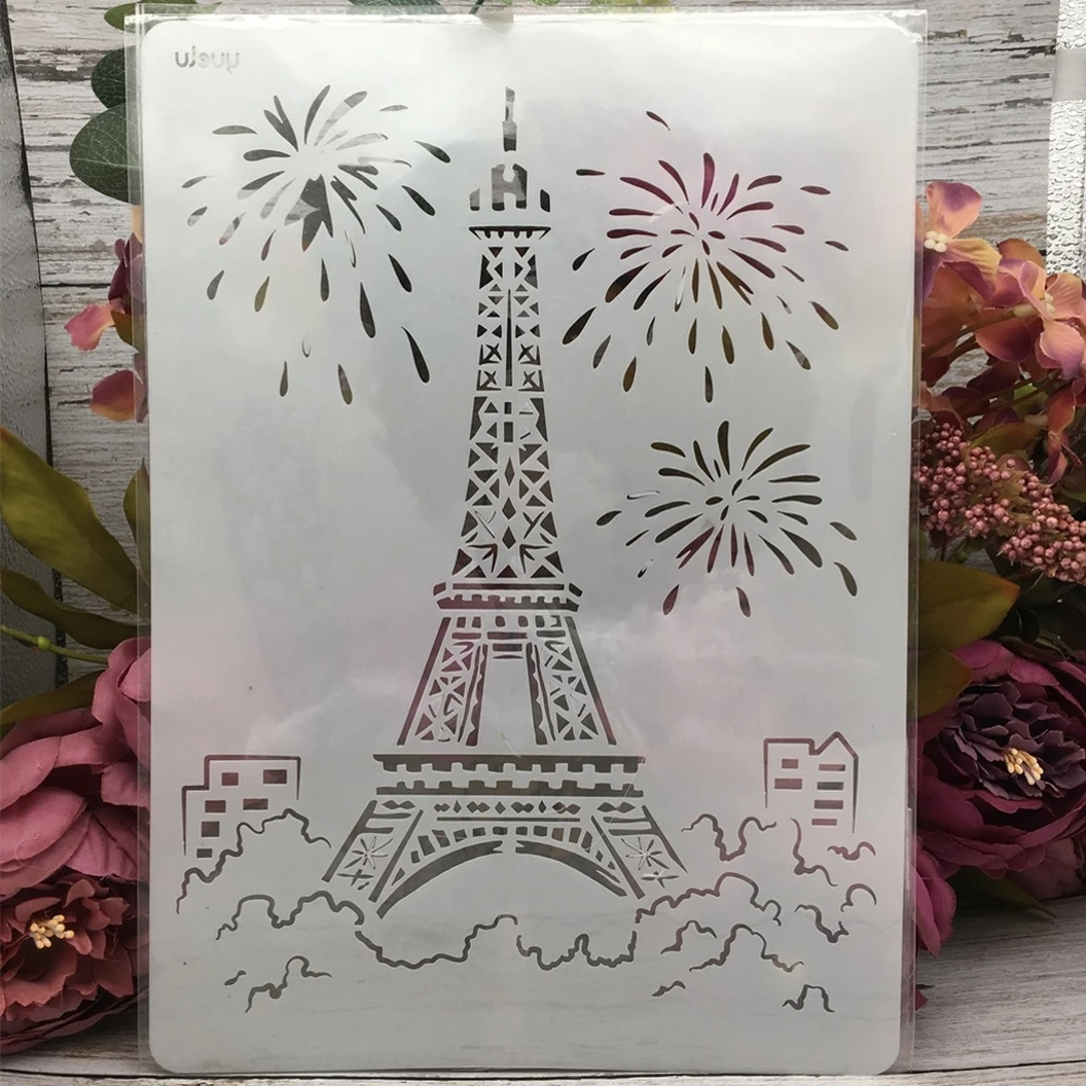 

1Pcs 29*21cm A4 Paris Tower Building DIY Layering Stencils Wall Painting Scrapbook Coloring Embossing Album Decorative Template