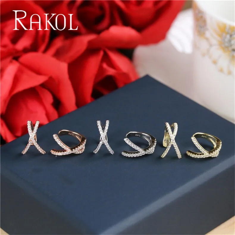 RAKOL, новинка, стильные, персональные, кросс-линия, клипсы для ушей, X-letter, серьги для девушек, женщин, повседневные аксессуары для платья RE22390