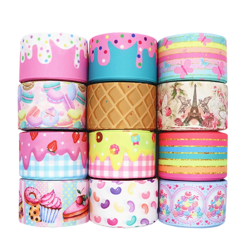 

10 Yards 1.5'' (38MM) Cake,Rainbow Printed Grosgrain Ribbons For Hair Bows DIY Handmade Materials Y19082302