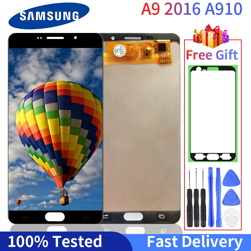 100% протестированный ЖК-дисплей для Samsung Galaxy A9 Pro 2016 A910 A9100 A910F сменный дигитайзер