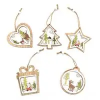 5pcs 3 шт./упак. Nordic Стиль Рождественский деревянный Home& Living колокол Рождественская елка Декор мульти Стиль рисунок Деревянная открытка кулон - Цвет: 5pcs