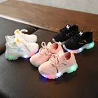 Детские дышащие сетчатые кроссовки со светодиодной подсветкой для бега для маленьких девочек и мальчиков