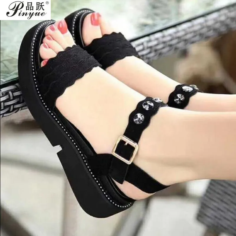 Сандалии женские с открытым носком богемные удобные пляжные туфли плоская