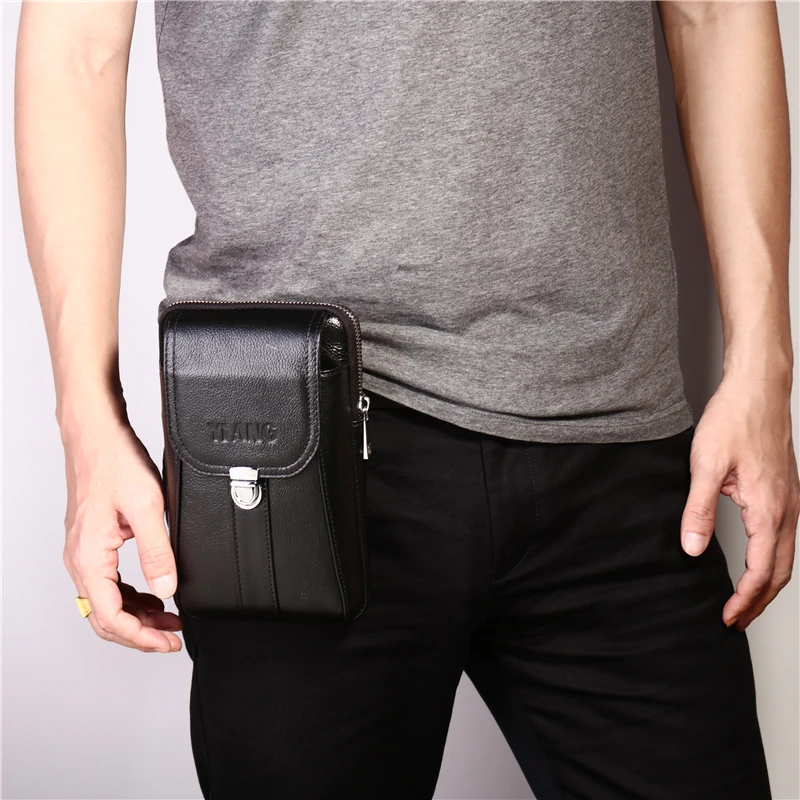 Мужские поясные сумки из натуральной кожи маленькие плечевые мессенджеры мягкая