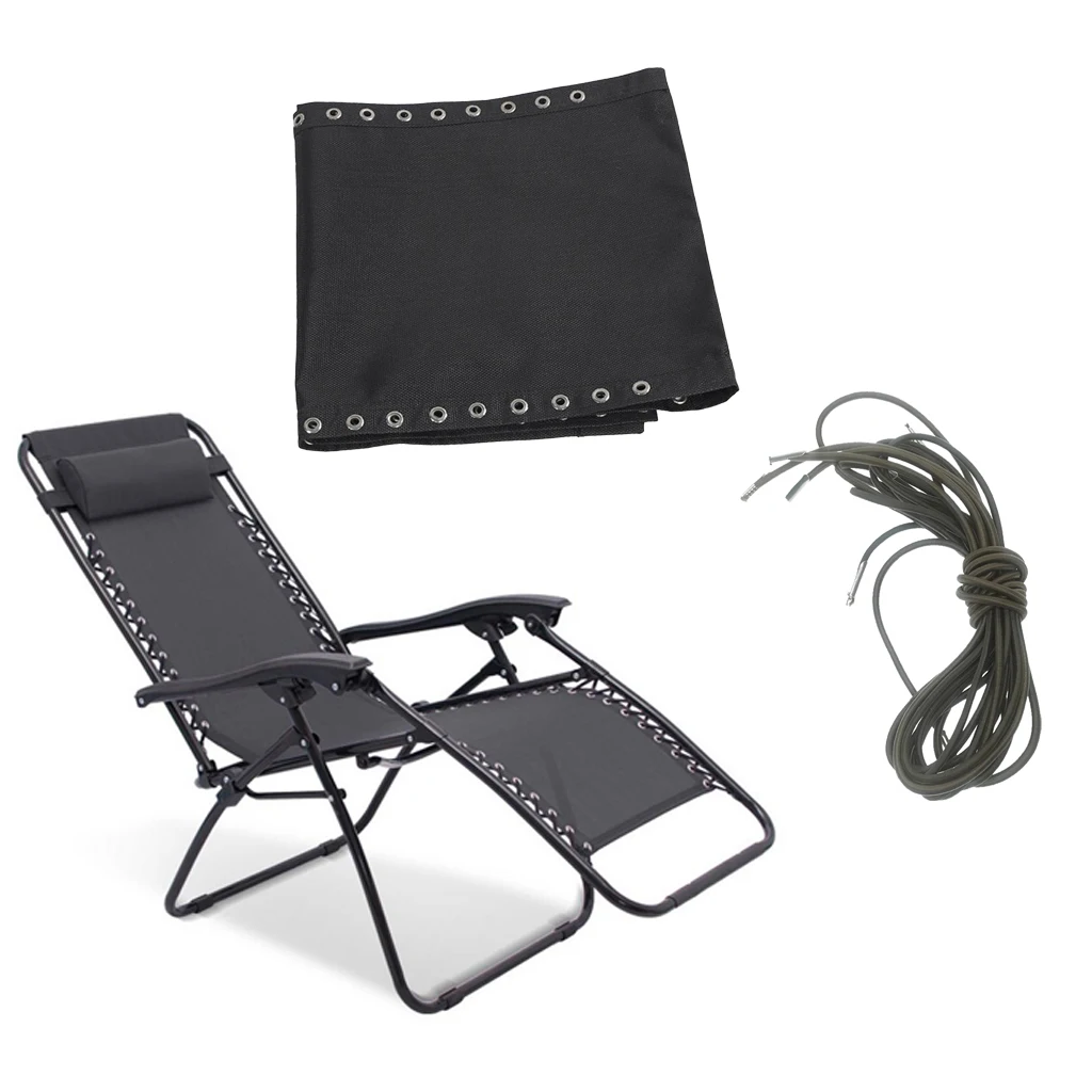 Черная сменная ткань и шнурки для патио складные кресла стульев с нулевой гравитацией готовыми отверстиями