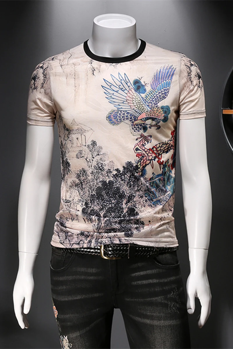 

Men's Print T-Shirts 2021 Summer New Short Sleeve T Shirt Men Slim Fit Vintage Male Clothing O-neck Tops Casual Streetwear M-4xl