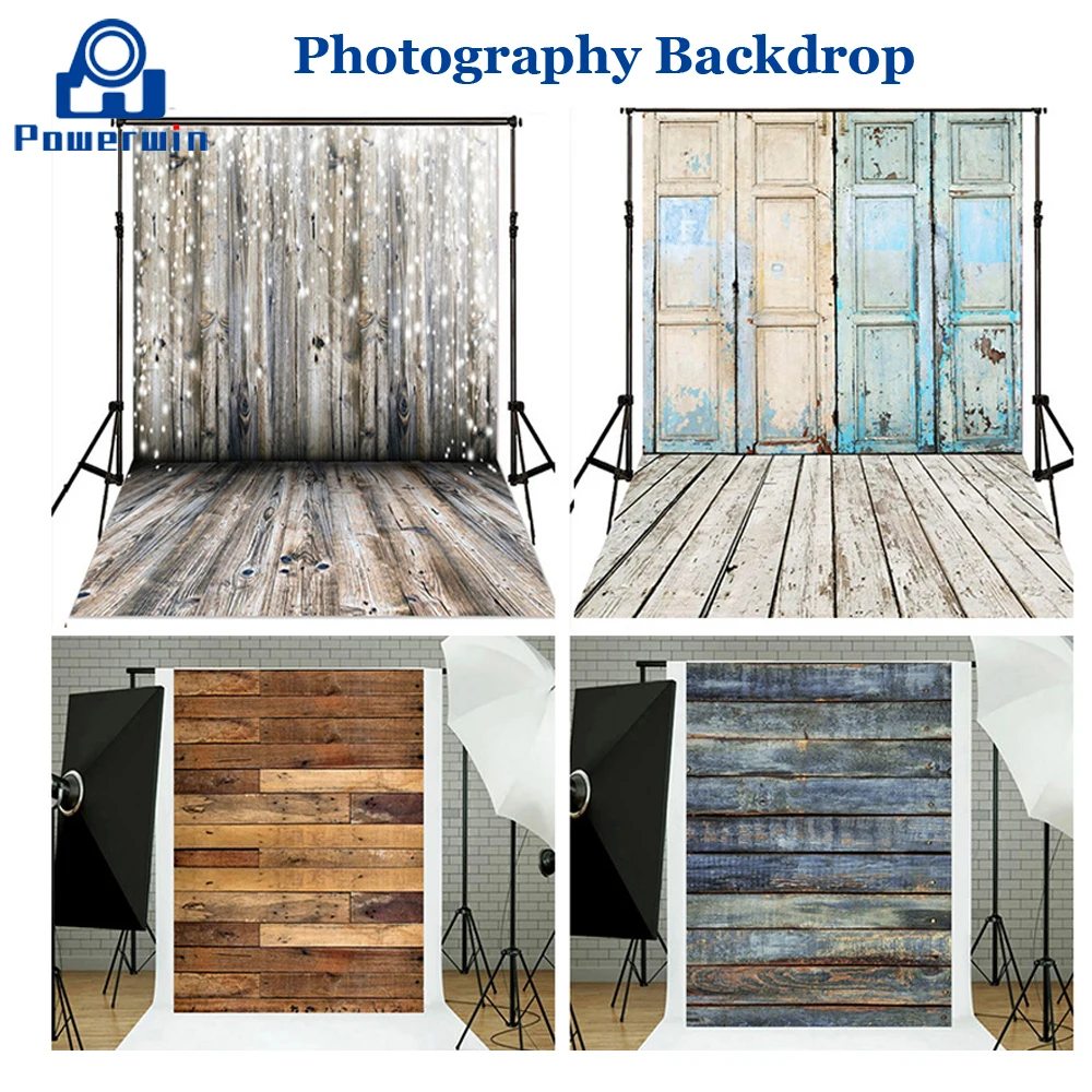 Фотофон Powerwin 3D 150x210 см с буквами кирпичной стеной и деревянной полосой |