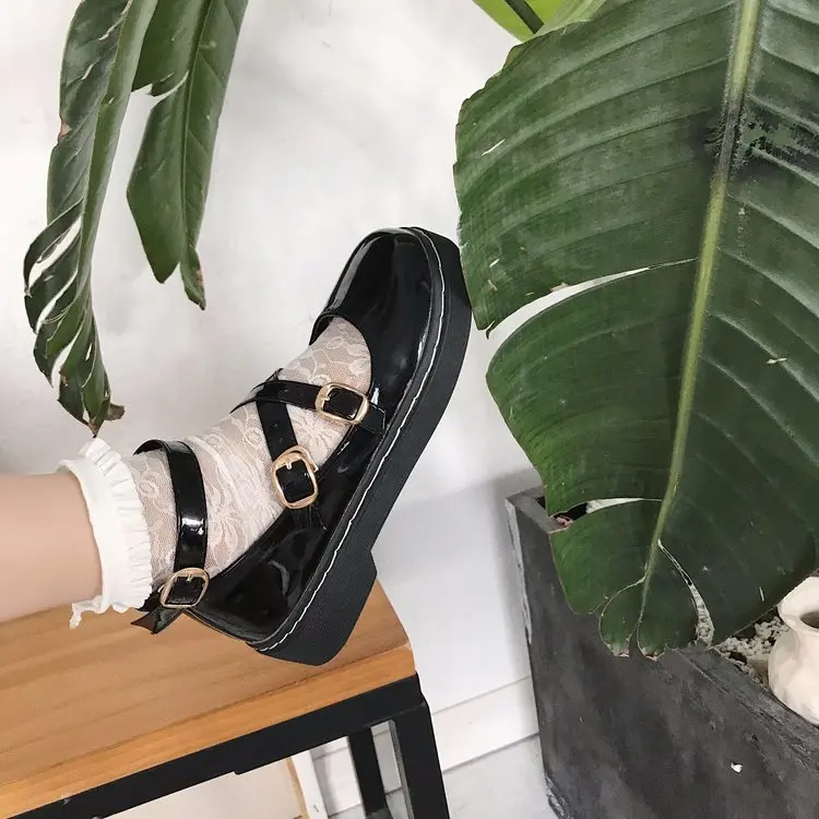 Милые женские туфли в японском стиле Харадзюку на плоской подошве с круглым