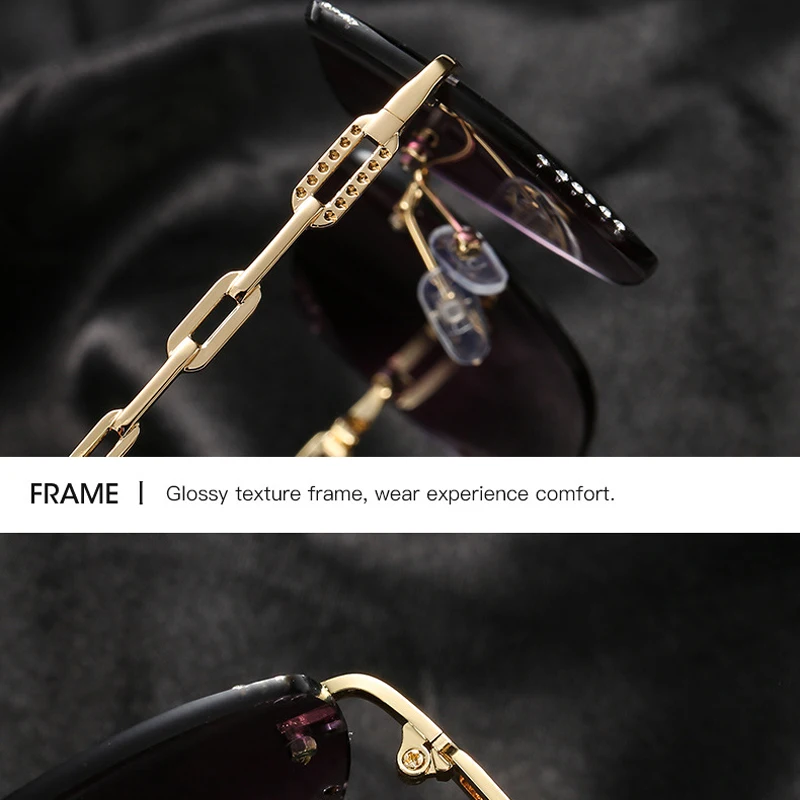 

MIZHO 2020 New Irregular Rimless Sunglasses Women Square Brand Designer Alloy Frame Gradient Sun Glasses Fashion Female Clear