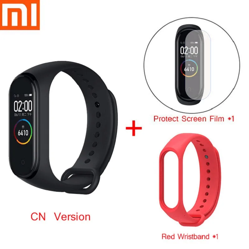 Xiaomi Mi смарт-браслет 4 фитнес-браслет MiBand 4 Частота сердечных сокращений большой сенсорный экран сообщение Smartband D30