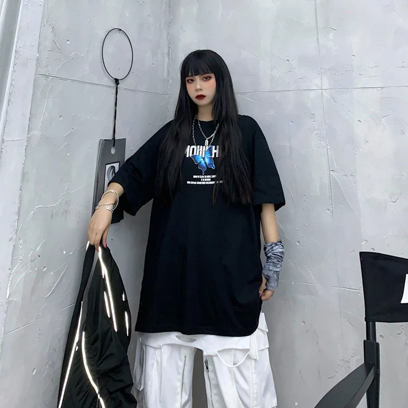 Женская футболка с принтом бабочки свободная Винтажная коротким рукавом и