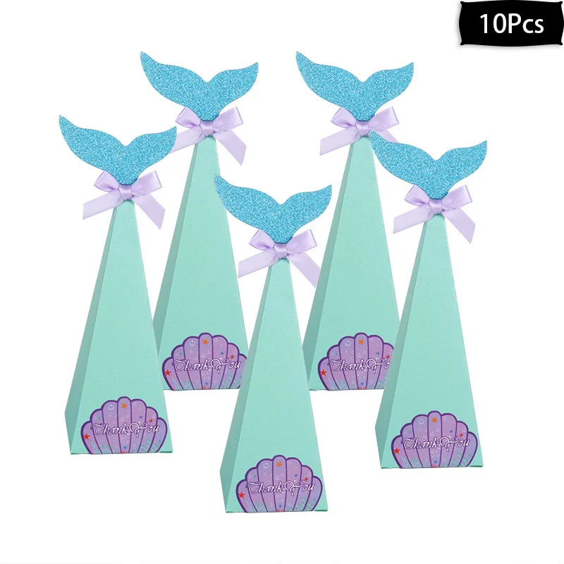 10pcs gift box WEIGAO Русалочка, вечерние, декоративные, Русалочка, на день рождения, одноразовый набор столовых приборов под морем, для девочек, для первого дня рождения - Цвет: 10pcs gift box