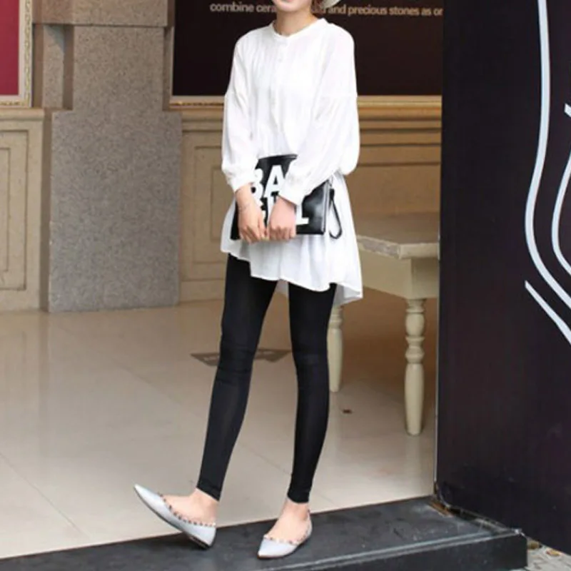 B летние женские брюки новые шелковые леггинсы эластичные черные белые дышащие