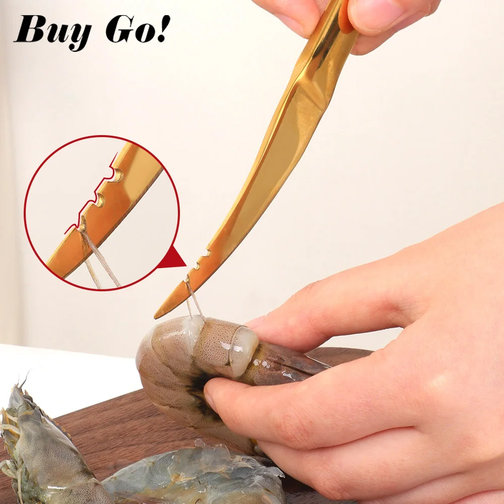 Cuchillo de acero inoxidable para limpieza de camarones, utensilio práctico para cortar camarones, pescado, camarón, camarón, parte trasera abierta, mariscos