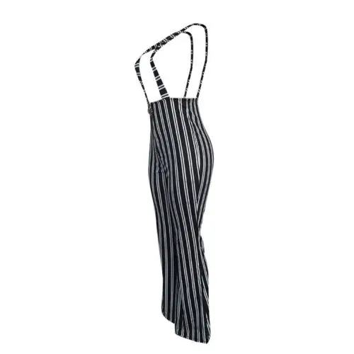 

New Fahsion Women's Clubwear Striped Jumpsuits Strap Dungaree Ladies Overall Pants Playsuit Bodycon Suspender Flared Trousers