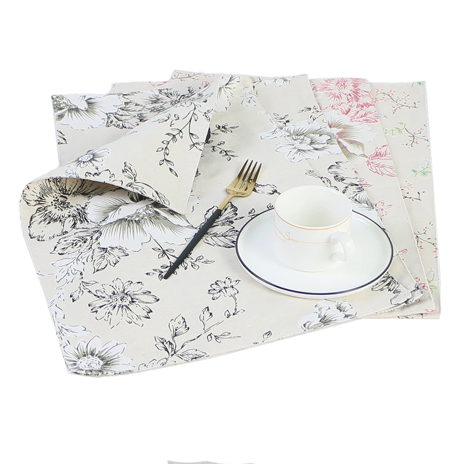 

Japanese-Style 30X45 Placemat Polyester-Cotton Linen Blended Double-Layer Thickening For Kitchen Dining Table